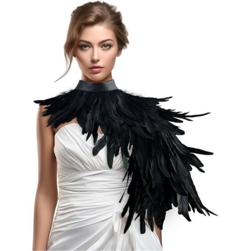 Feather Shawl for Women Accessories, Black